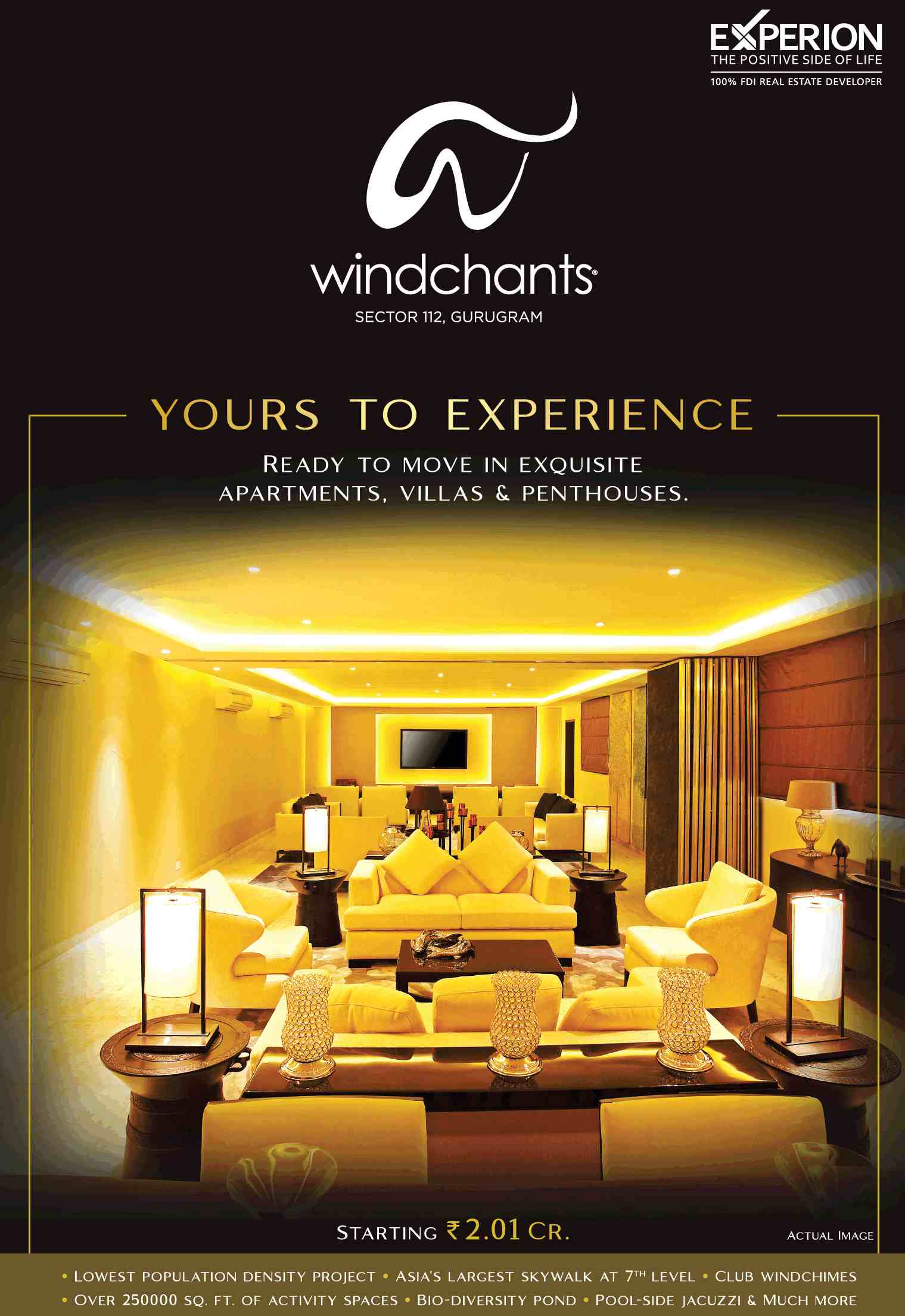Book ready to move exquisite apartments, villas & penthouses at Experion Windchants in Gurgaon